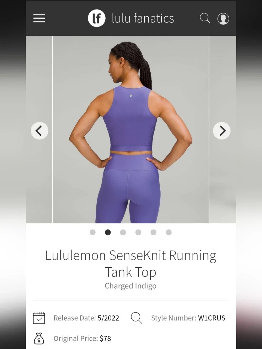 Lululemon Swiftly Tech Racerback 2.0 Race Length Tank Purple XS